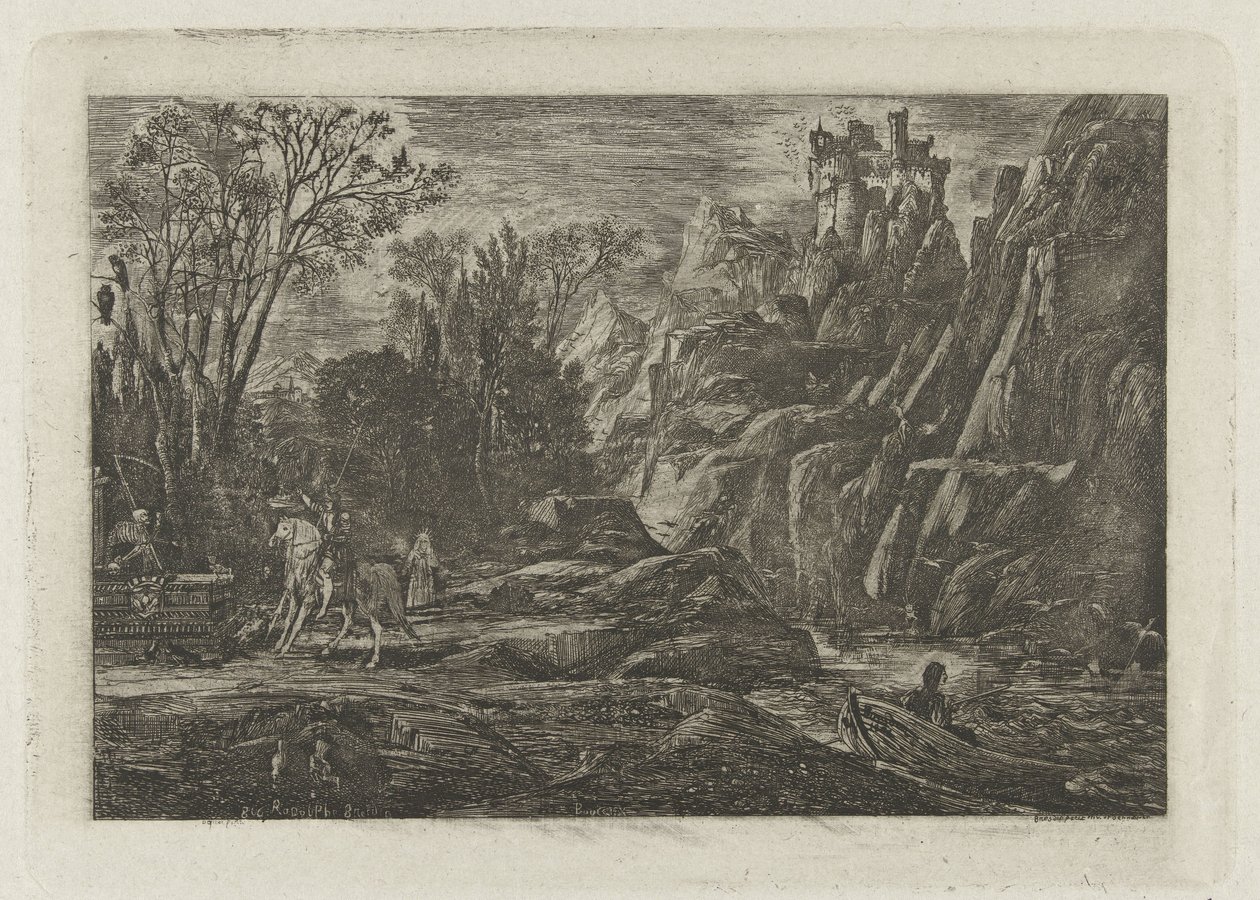 Rider and Death in the Landscape by Rodolphe Bresdin