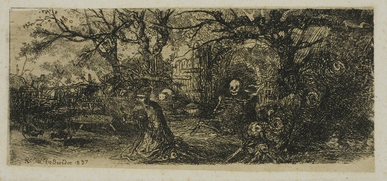 St. Anthony and Death by Rodolphe Bresdin