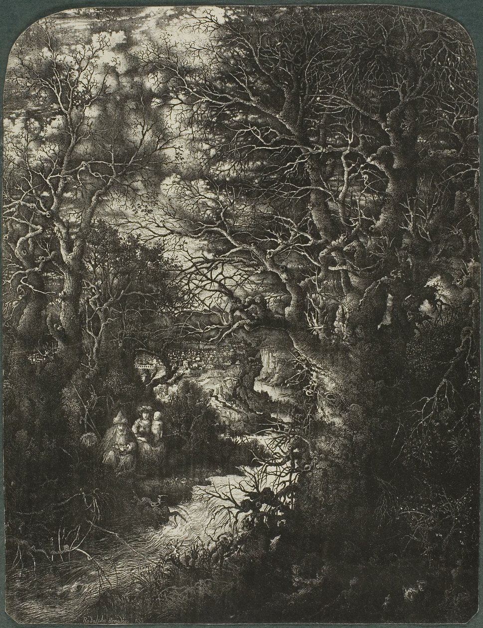 The Holy Family at Rest Beside a Stream by Rodolphe Bresdin