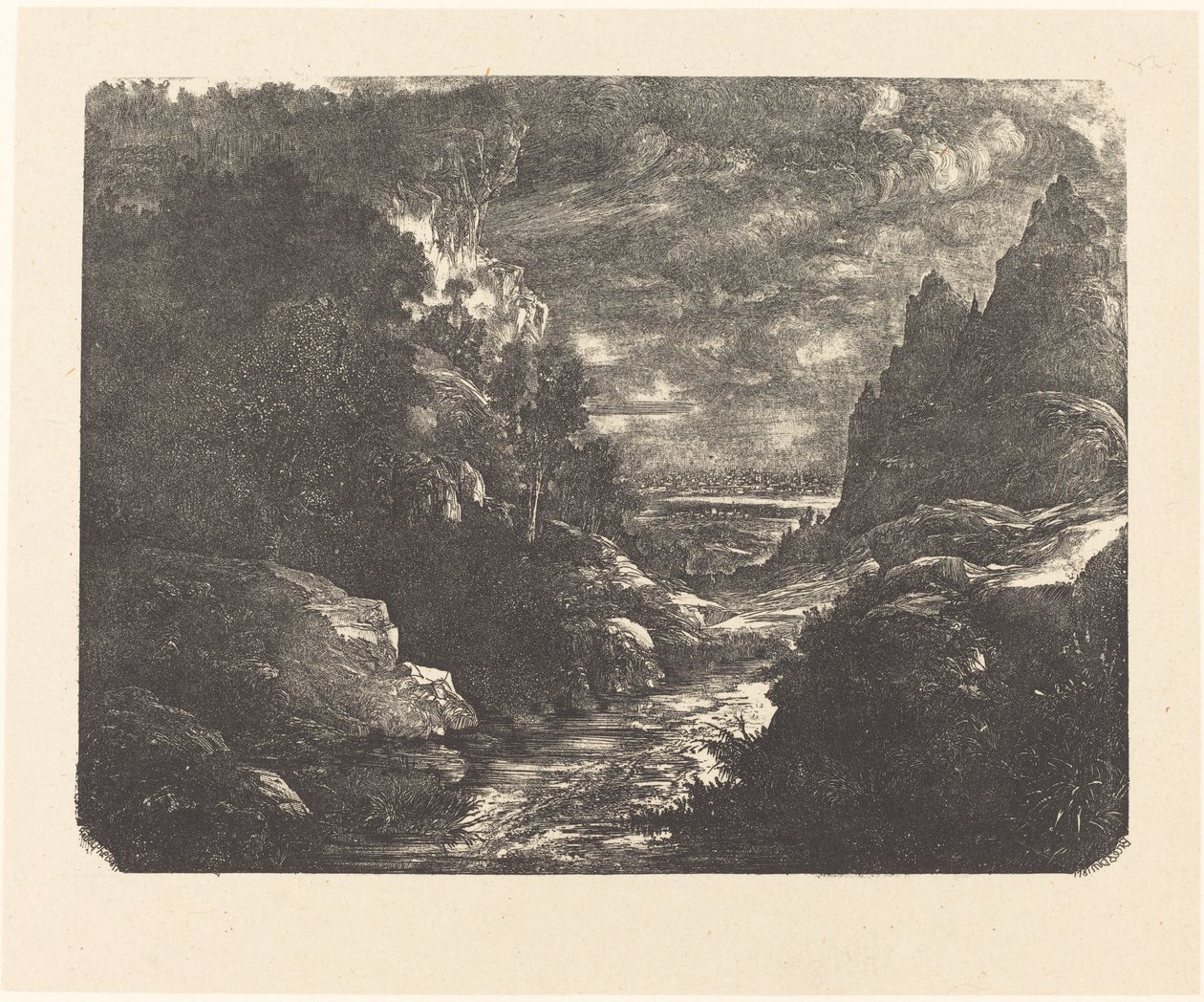 The Stream in the Gorge by Rodolphe Bresdin