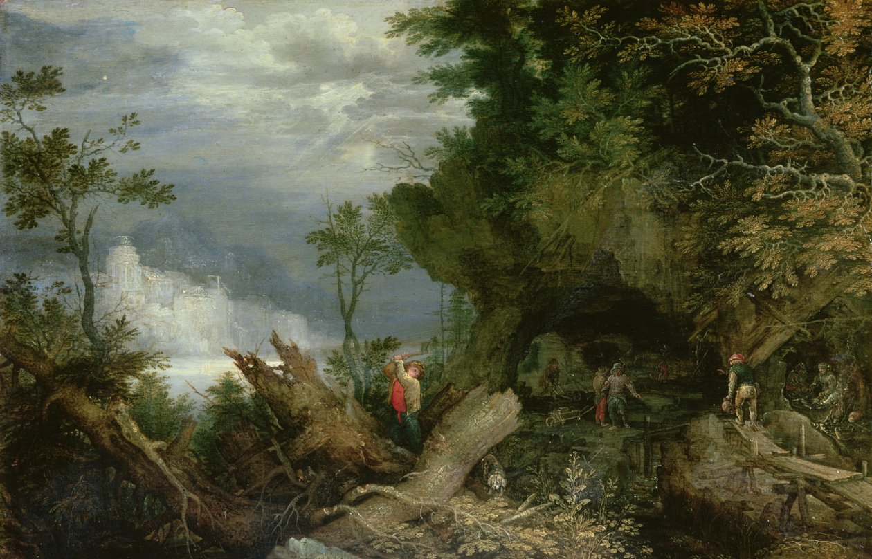 A Rocky Landscape with the Entrance to a Mine by Roelandt Jacobsz. Savery