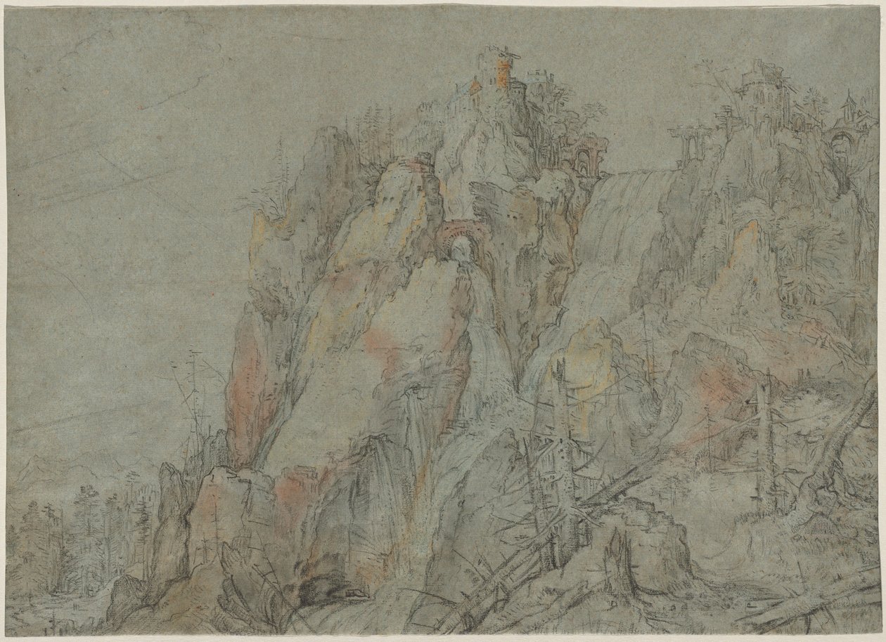 Mountainous Landscape with Castles and Waterfalls by Roelandt Savery