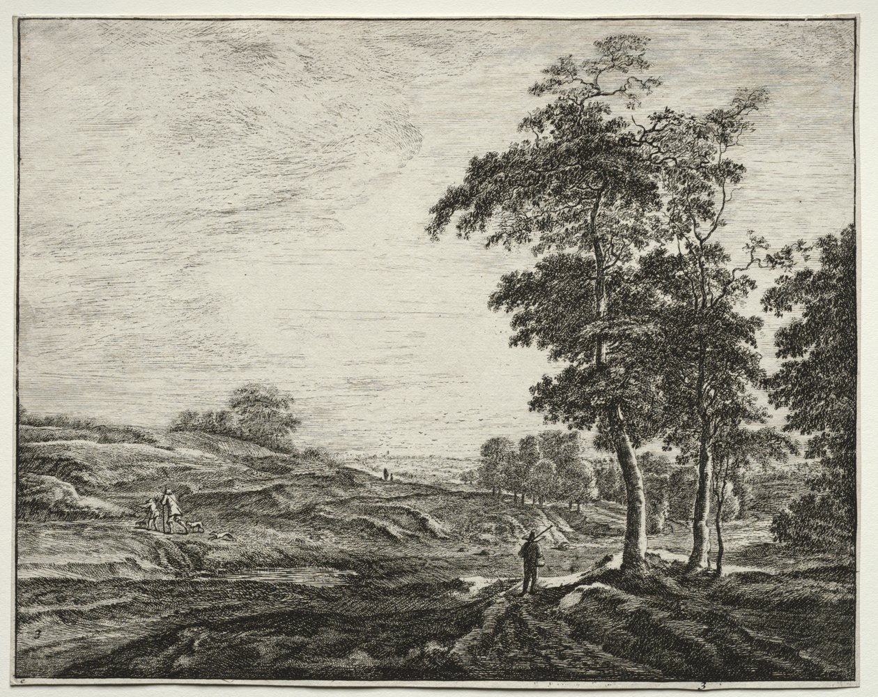 Six Views in the Wood of the Hague: Plate 3, Peasant Seen from the Back by Roelant Roghman