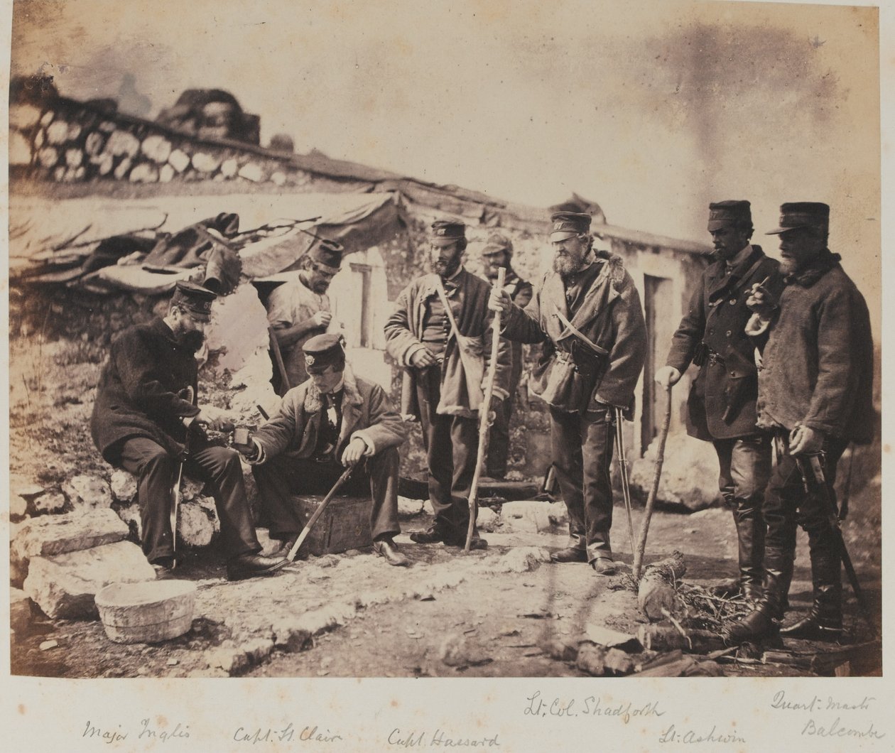 Lieutenant-Colonel Thomas Shadforth and Officers of the 57th (West Middlesex) Regiment of Foot, from an album of 52 photographs associated with the Crimean War by Roger Fenton