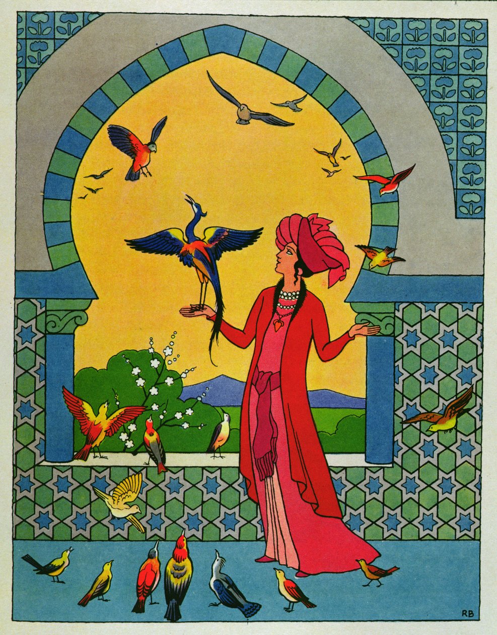 The Princess consulting the bird Bulbulhezar, illustration for 