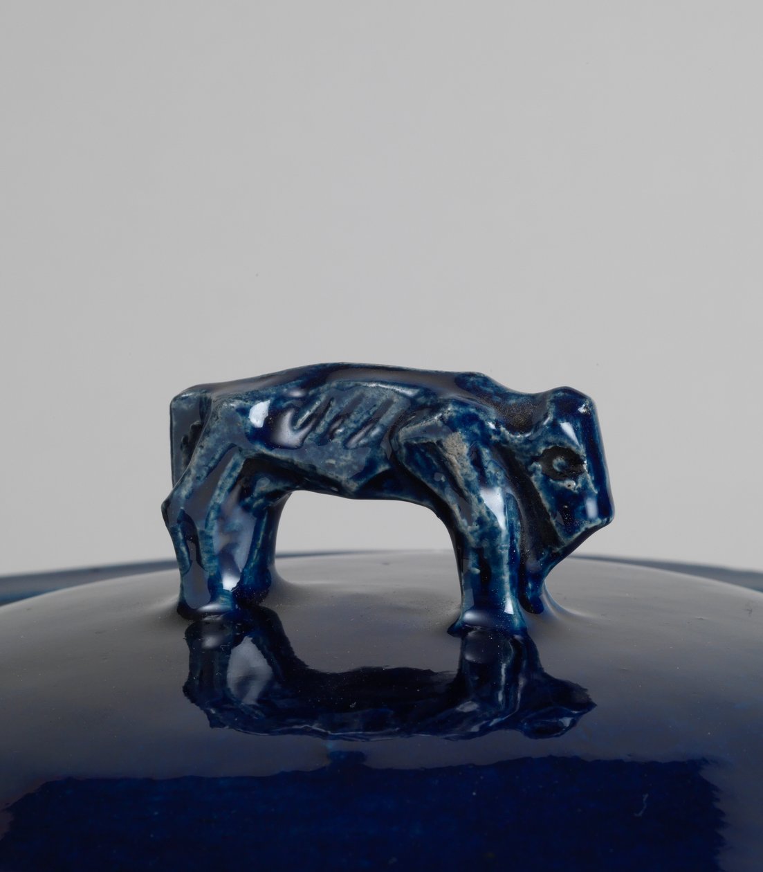 Blue-glazed Covered Tureen with Handle in the Form of a Bison or Chinese Lion, c.1915 by Roger Eliot Fry