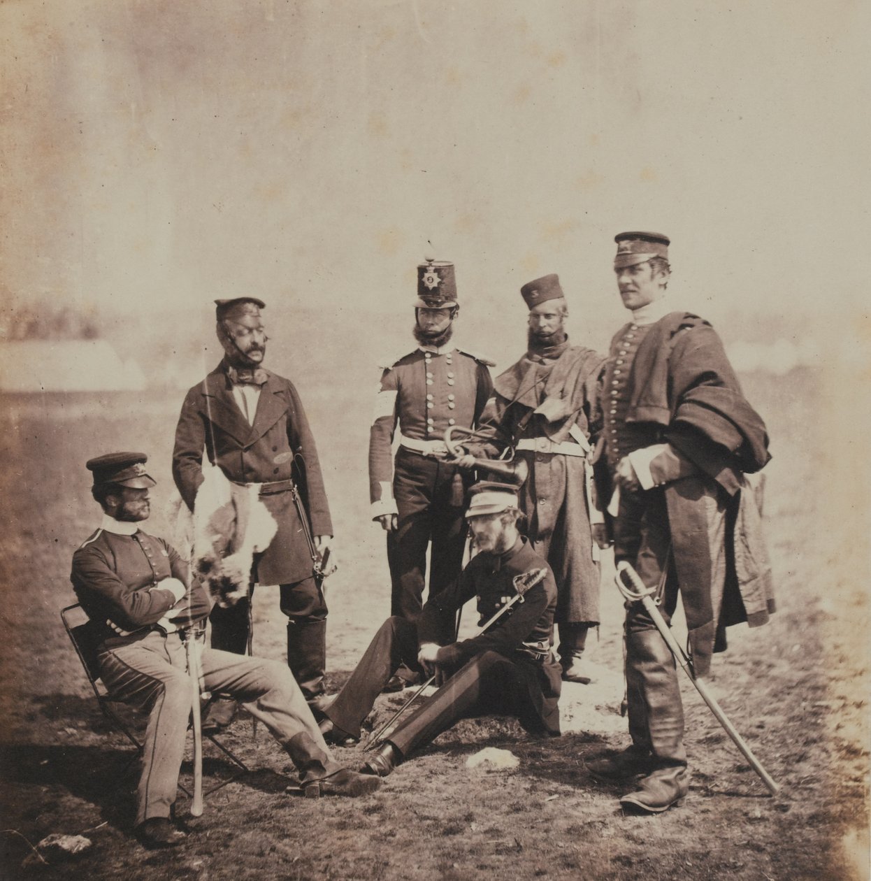 Brigadier General Charles Thomas Van Straubenzee and Officers of the Buffs (from an Album of 52 Photographs Associated with the Crimean War) by Roger Fenton