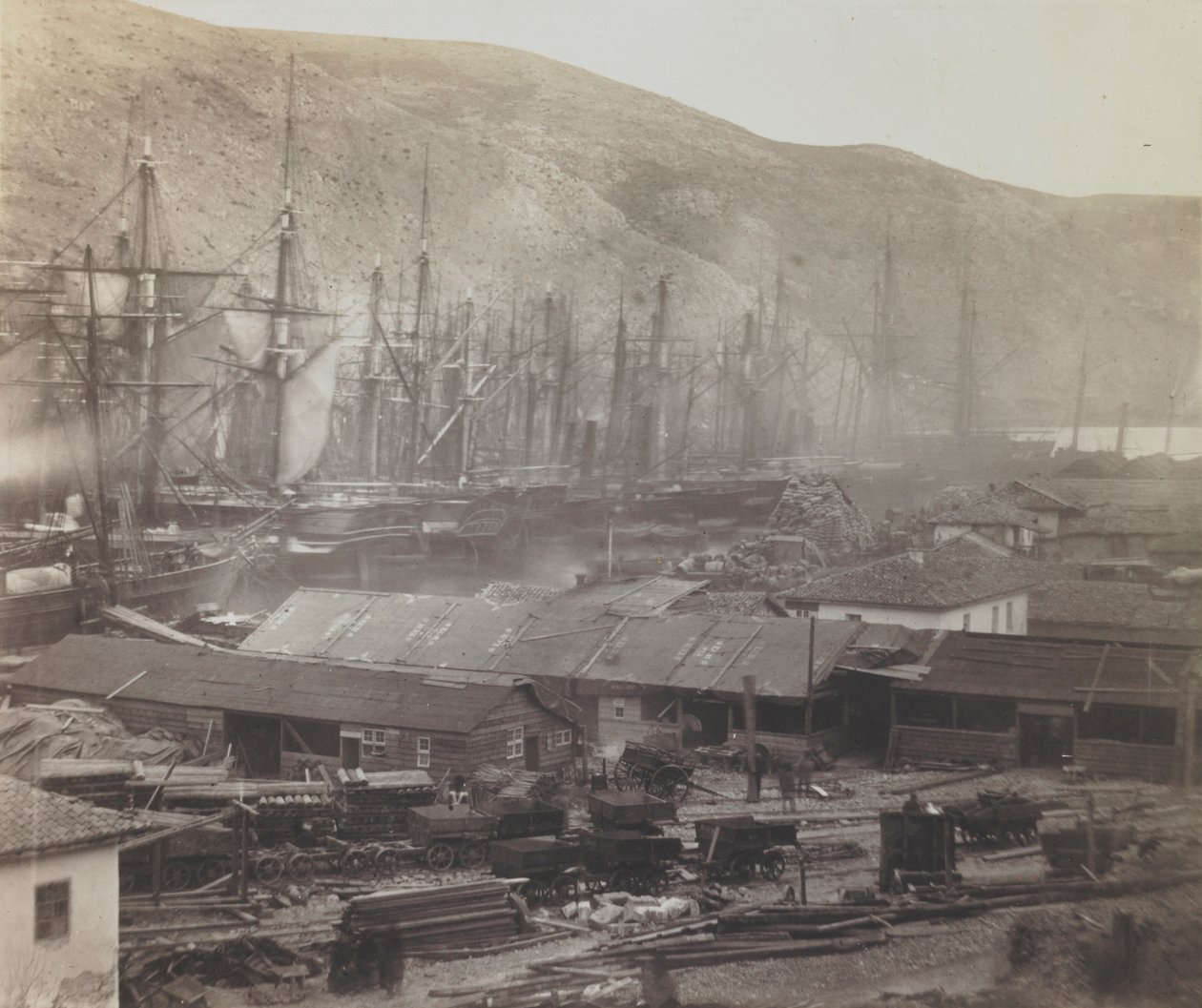 Railway Sheds and Workshops, Balaklava by Roger Fenton