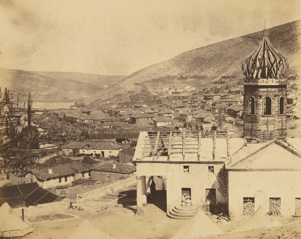 The Russian Church and Town of Balaklava by Roger Fenton