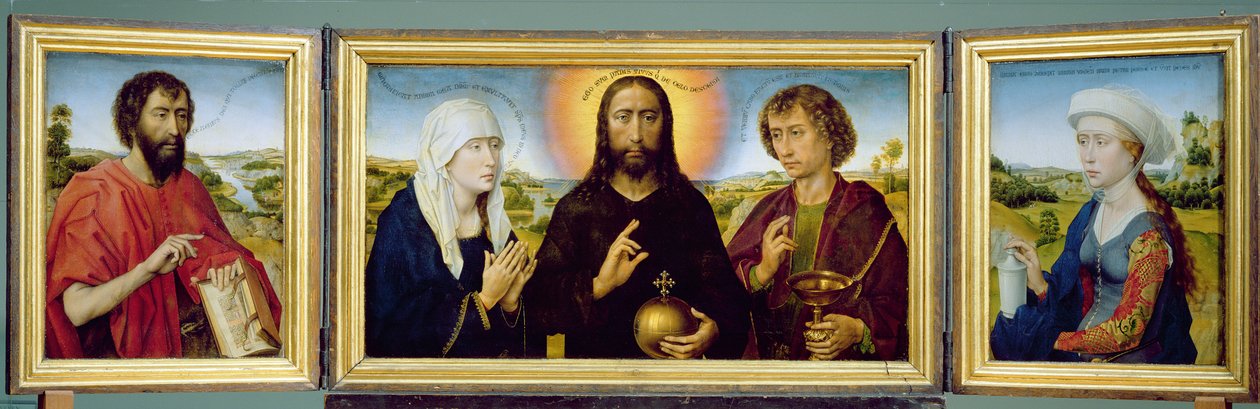 The Braque Family Triptych, St. John the Baptist, Christ the Redeemer between the Virgin and St. John the Evangelist, St. Mary Magdalene by Rogier van der Weyden