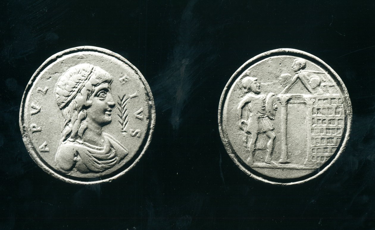 Contorniate representing Apuleius and Reverse depicting a Soldier ...