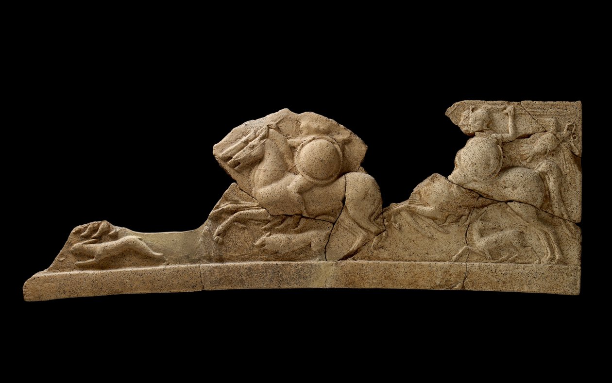 Frieze Depicting Pairs of Riders, a Hare, a Hound and a Deer by Roman
