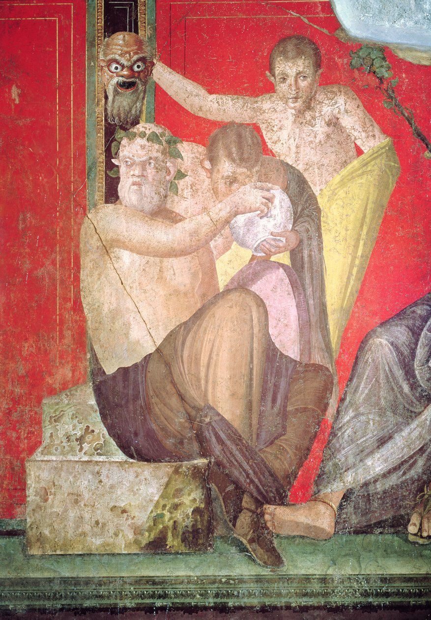 Silenus and the Young Satyr, East Wall, Oecus 5, 60-50 BC by Roman