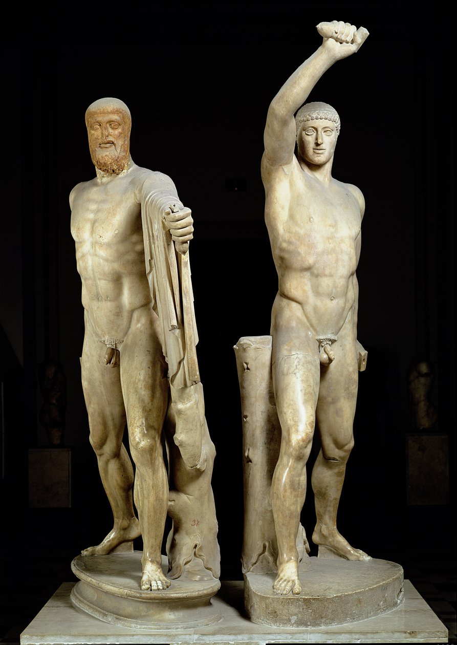 The Tyrannicides, Roman copy of a Greek original by Kritios and Nesiotes of c.477 BC, from the Farnese Collection by Roman