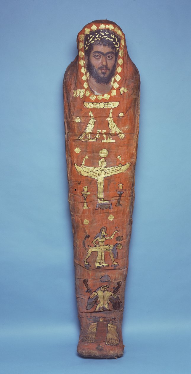Mummy of a Young Man, with Encaustic Portrait, from El-Hibeh by Roman Period Egyptian