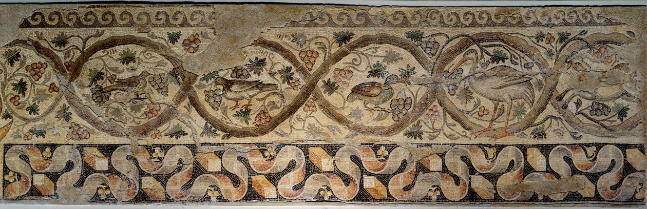 Ancient Rome: Mosaic of the Seasons Representing Flowers and Animals by Roman