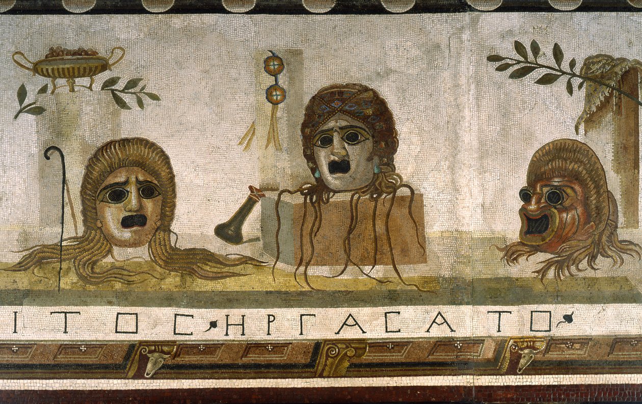 Asarotos (Floor Unswept) Fragments of Mosaic signed by Harakliton from Rome, 2nd century AD by Roman
