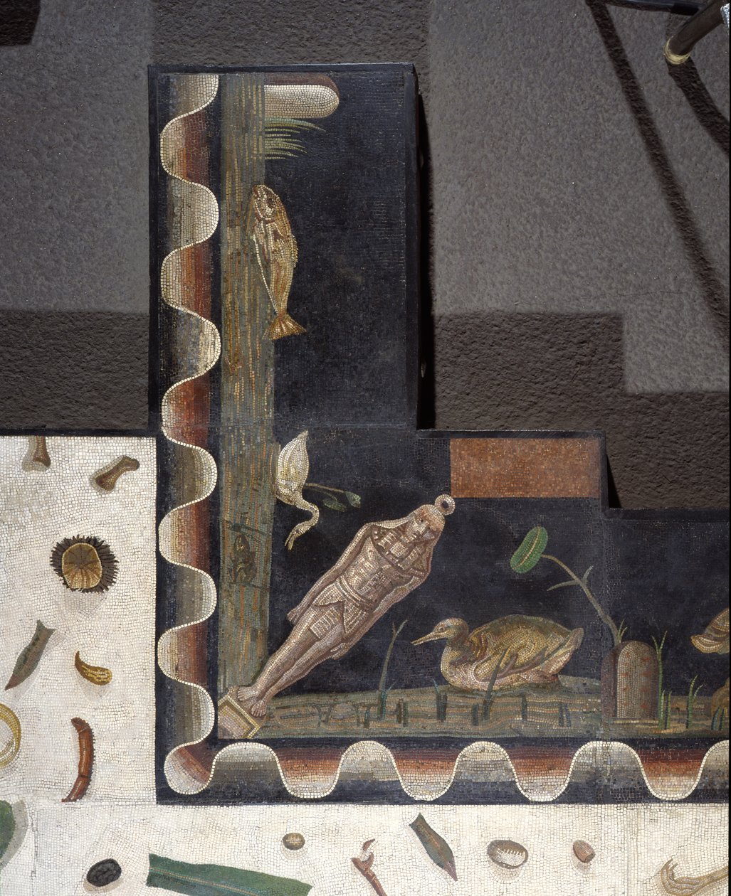 Asarotos (Floor Unswept) Fragments of Mosaic Signed by Harakliton from Rome, 2nd Century AD by Roman
