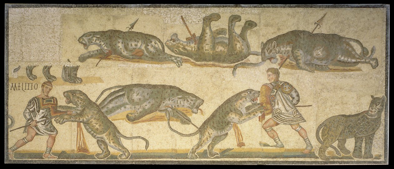 Battle Between Gladiators and Wildcats, 320 AD by Roman