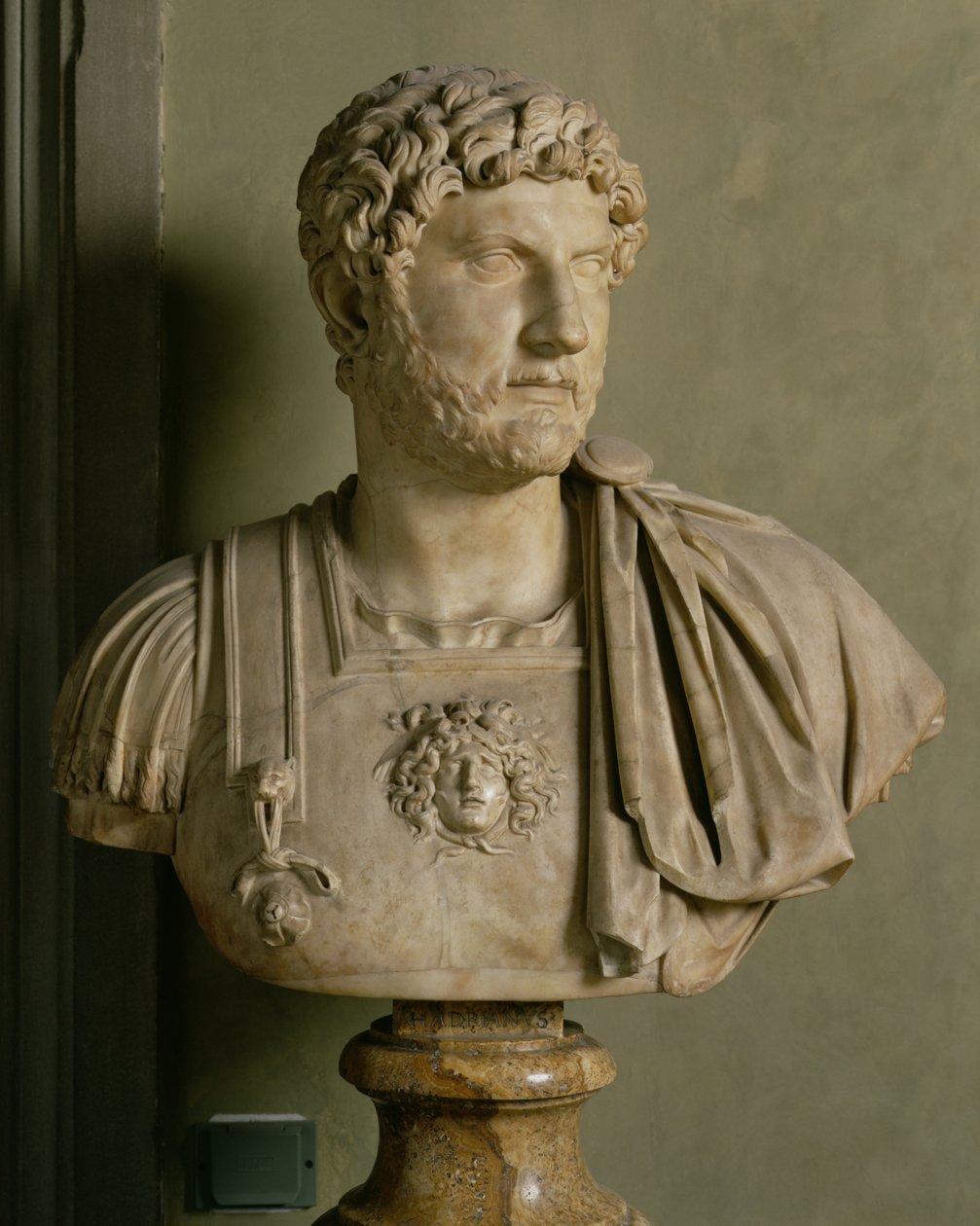 Bust of Emperor Hadrian (76-138 AD) (marble) by Roman