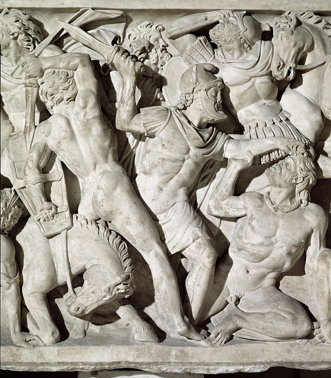 Sarcophagus Depicting a Battle Between Romans and Galatians (detail) by Roman