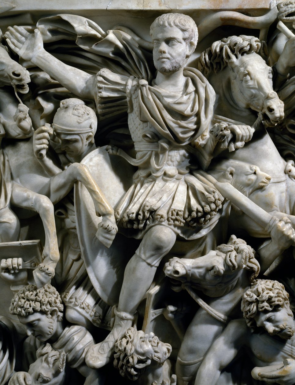 Equestrian Portrait of Hostilianus, Son of Emperor Decius, Together with His Guards on Horseback, (detail) by Roman