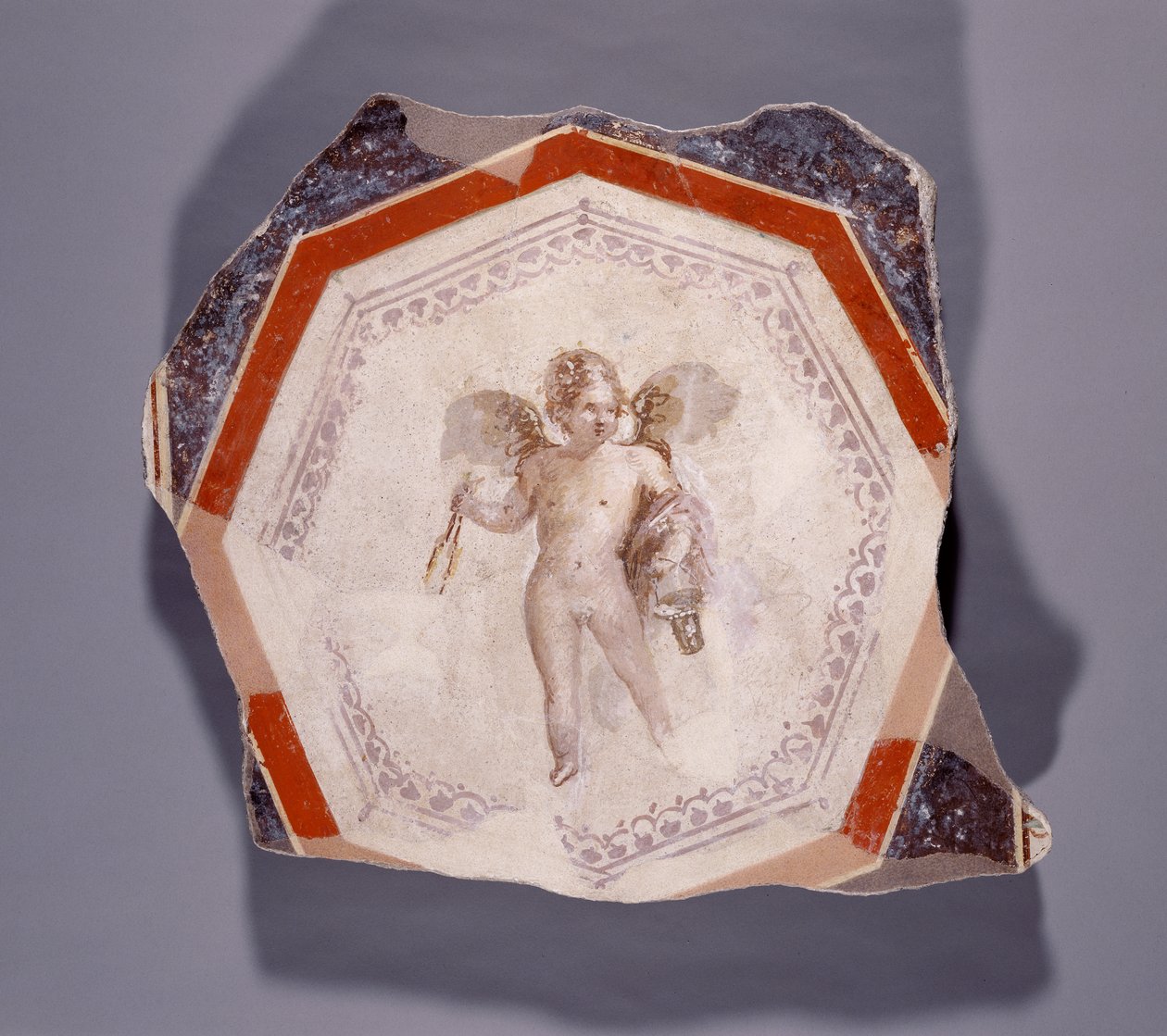 Fresco of Cupid holding two sticks and a pail by Roman