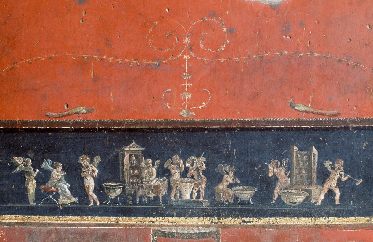 Frieze depicting cupids, House of Vettii, Pompeii by Roman