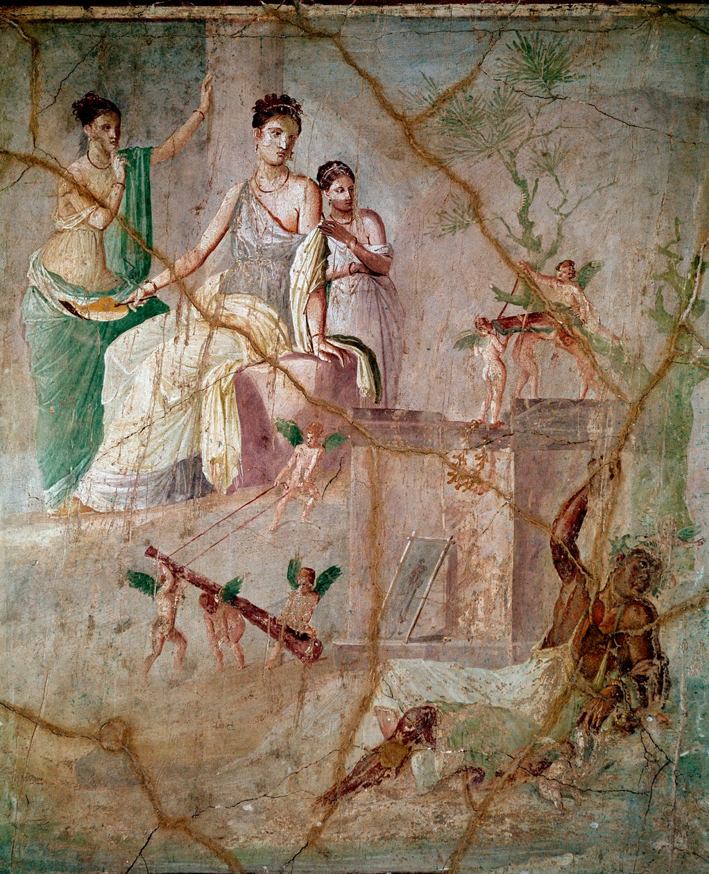 Heracles and Omphale (Roman Fresco from Pompeii) by Roman