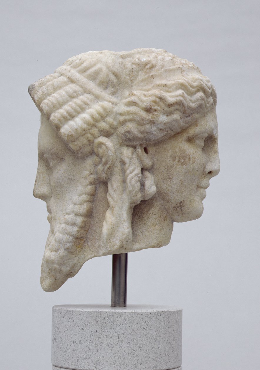 Janiform head, probably of Dionysus and Apollo, c.30-50 AD by Roman