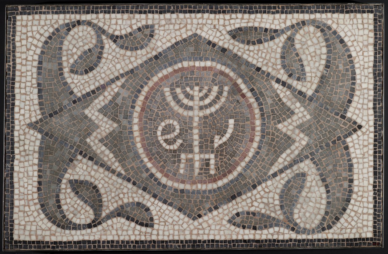 Mosaic of Menorah with Lulav and Ethrog by Roman