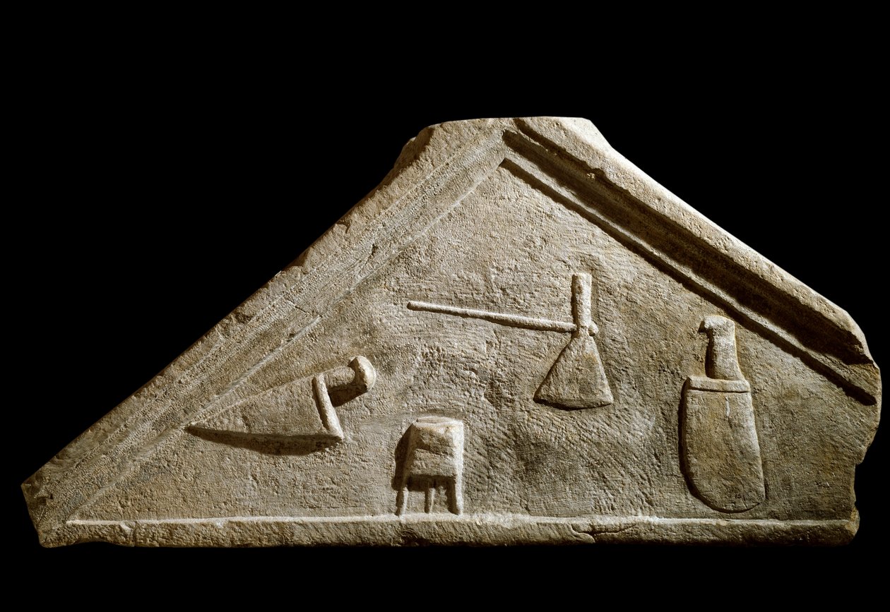 Pediment Decorated with Knives and Butcher Objects by Roman