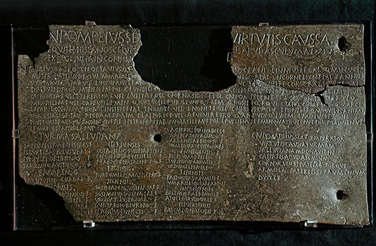 Roman Art: Decree of Pompeius Strabone Gneo., 98-90 BC by Roman
