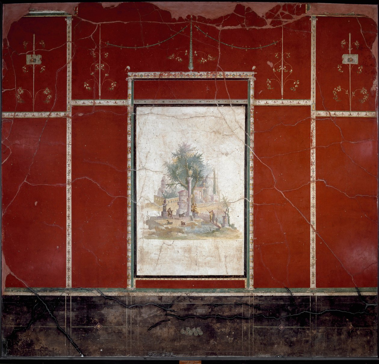 Roman Art: Bucolic landscape and sacred. Fresco attributed to the master of Amando. from Boscotrecase, Agrippa Postumo villa. 1st century. Naples, Museo Archeologico Nazionale by Roman