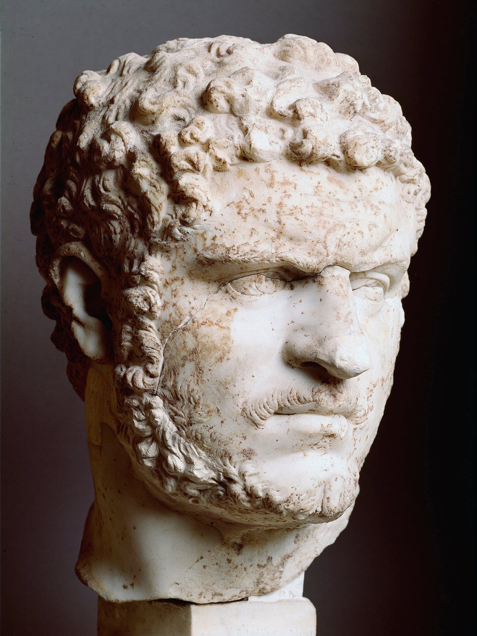 Marble Head of Caracalla (188-217), Emperor from 211 to 217 AD by Roman