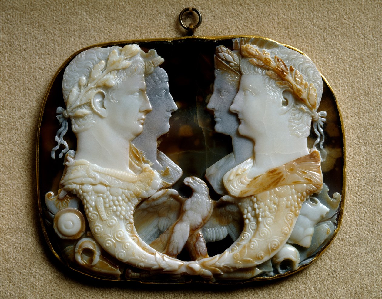 Roman Art: Onyx Cameo (Gemma Claudia) Depicting Imperial Couples by Roman