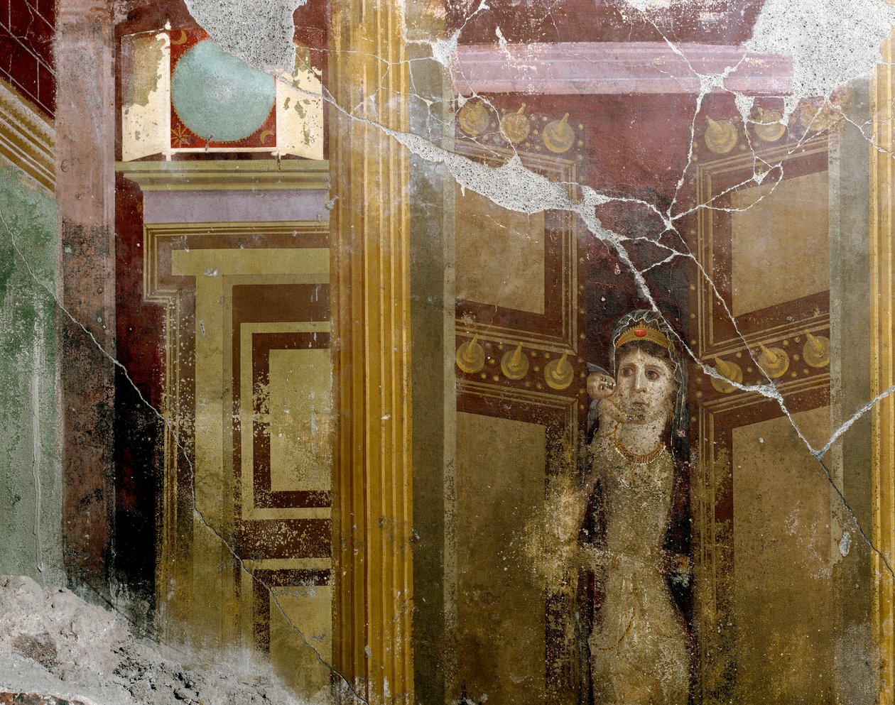 Roman Art: Portrait of a Woman in the Entrance of a Door (Detail) by Roman