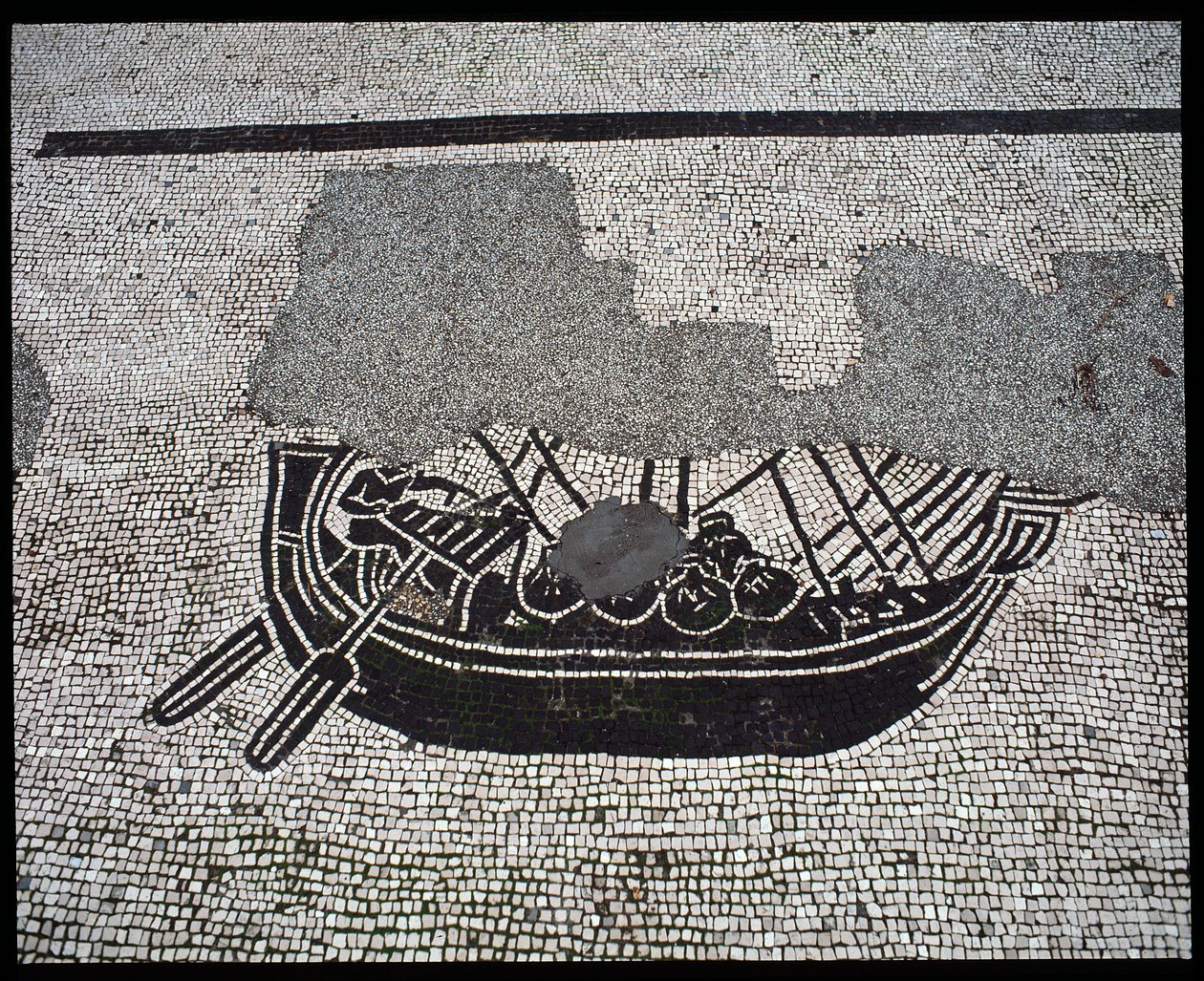 Roman Art: Ship Mosaic of the Corporation des gens de la mer, Place des Corporations by Roman