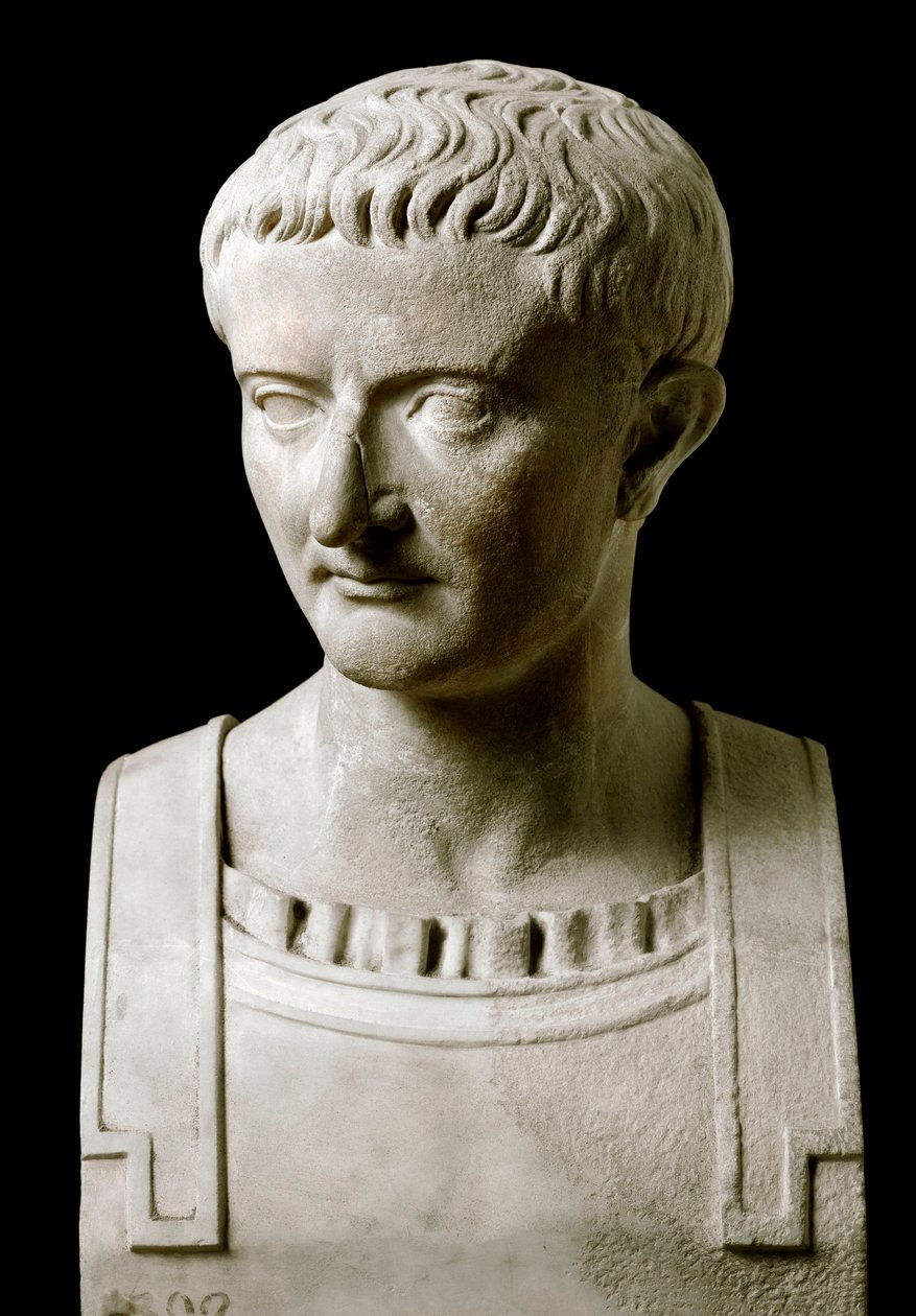Bust of Tiberius (Tiberio Claudio Nerone) (42 BC-37 AD), Roman emperor by Roman