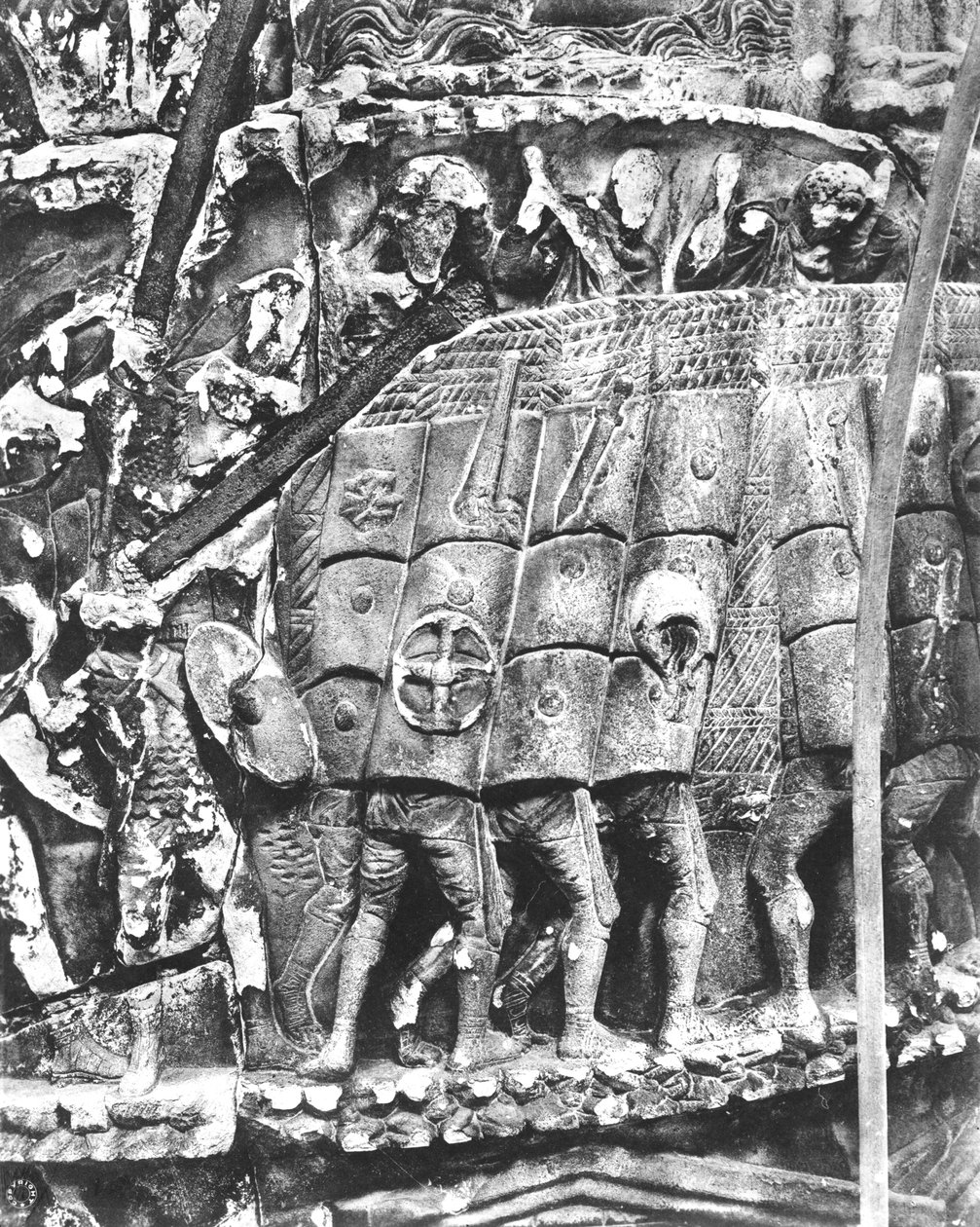Roman Soldiers Using the Testudo Method During an Attack, detail from the Column of Marcus Aurelius, AD 180-196 by Roman
