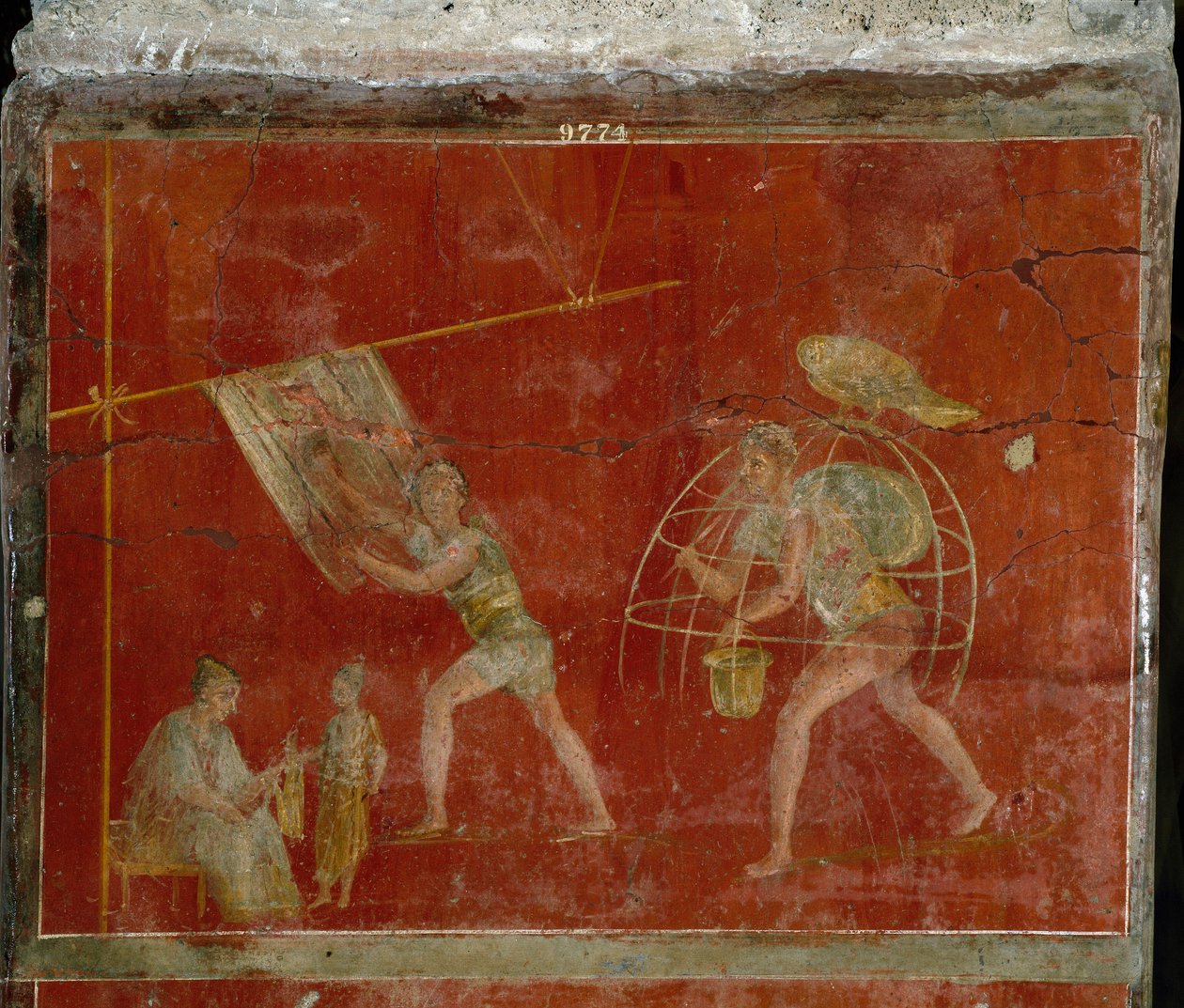 Fullonica scene representing the cleaning of clothes by Roman