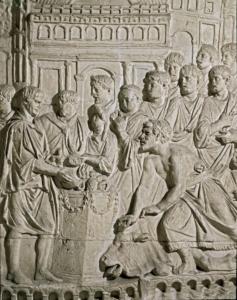 Roman Art: Low Relief Representing Sarmat Citizens Paying Tribute to the Romans by Roman