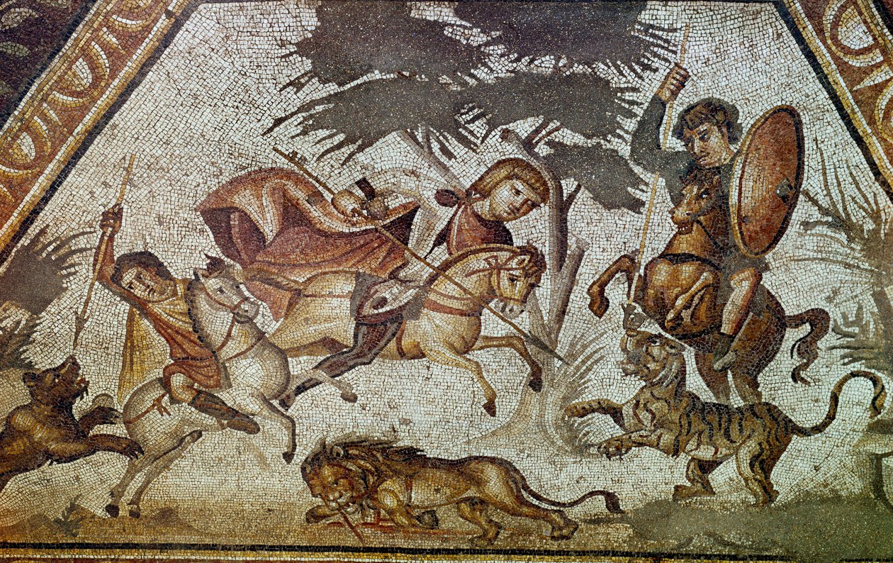 Mosaic of the Seasons from the Courtyard of the Constantine Villa of Daphne (Detail) by Roman