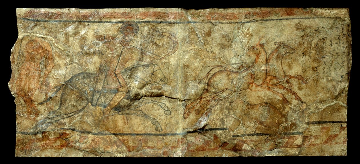 Roman art: mural depicting an archer hunting the primrose. from the site of Doura Europos in Syria (27 BC-476 AD) by Roman