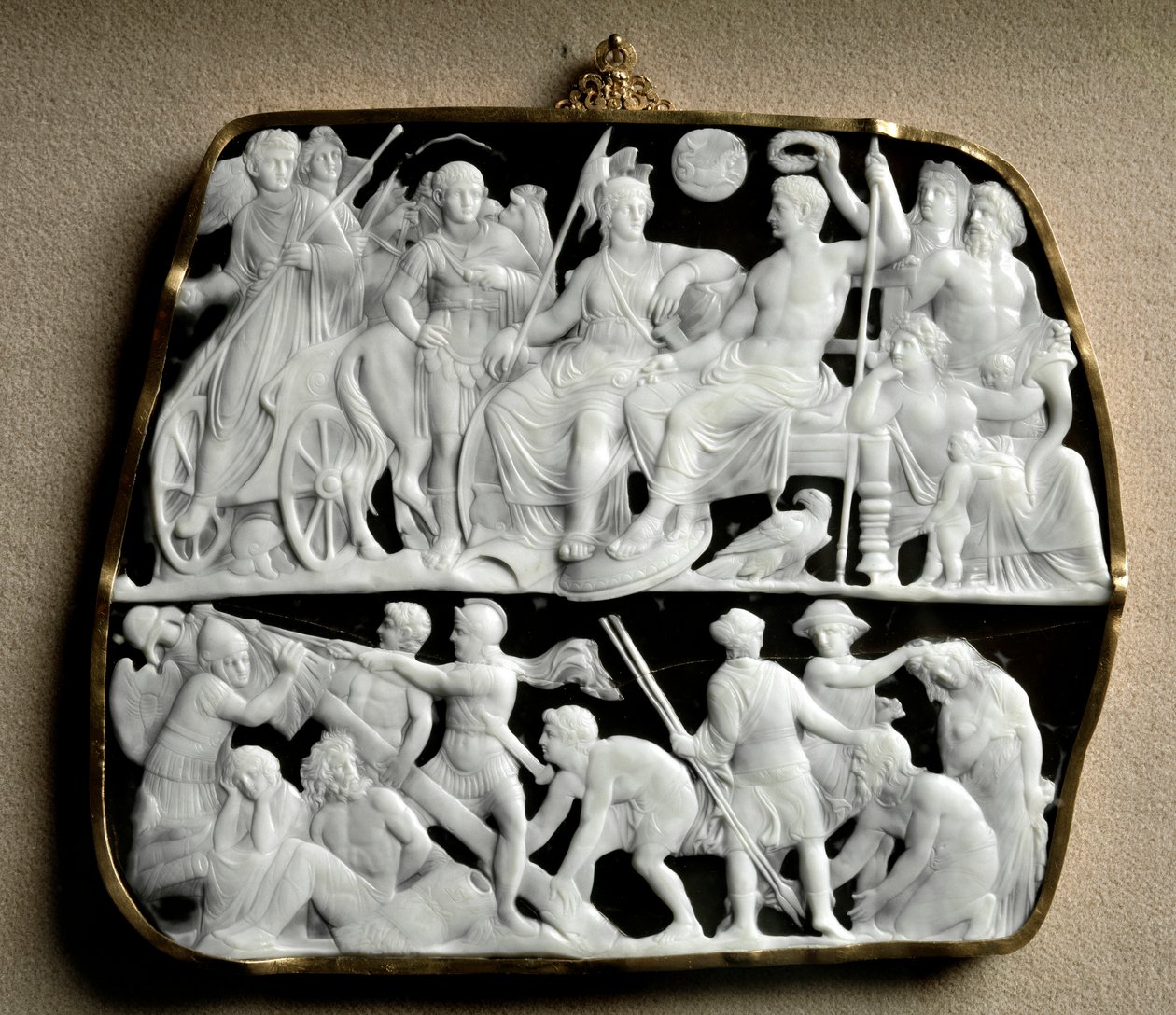 Onyx cameo made by the sculptor Dioscuride (or Dioscorides) on two levels by Roman