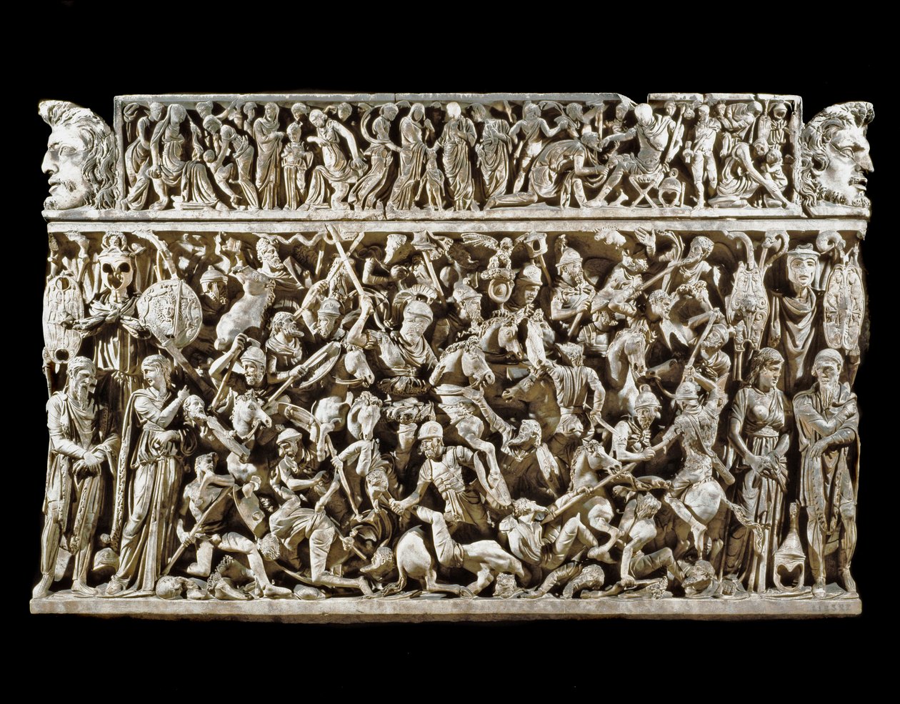 Roman Art: Scene of Battles Between Roman Warriors and Barbarians by Roman