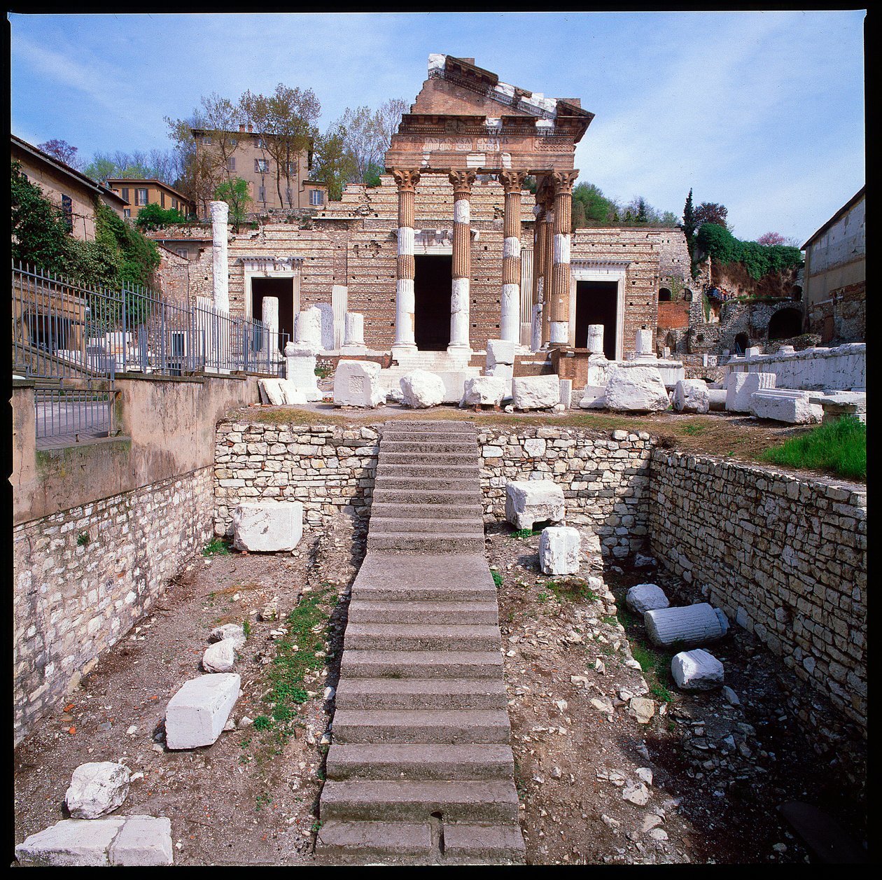 Roman art: view of the capitol (capitolium), 73 A.D., Brescia Italy by Roman