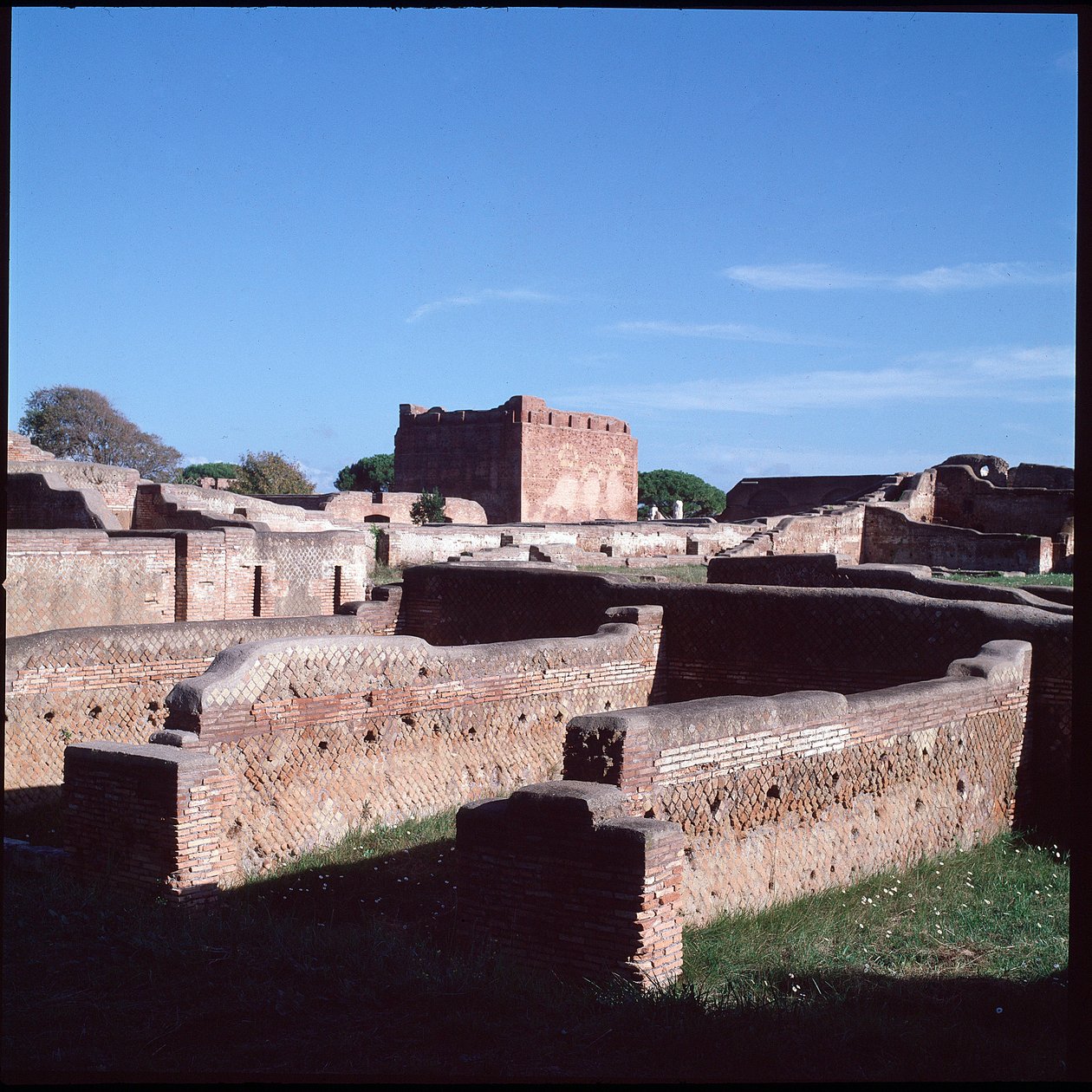 Roman art: view of the ruins of the archeological site of Ostia by Roman