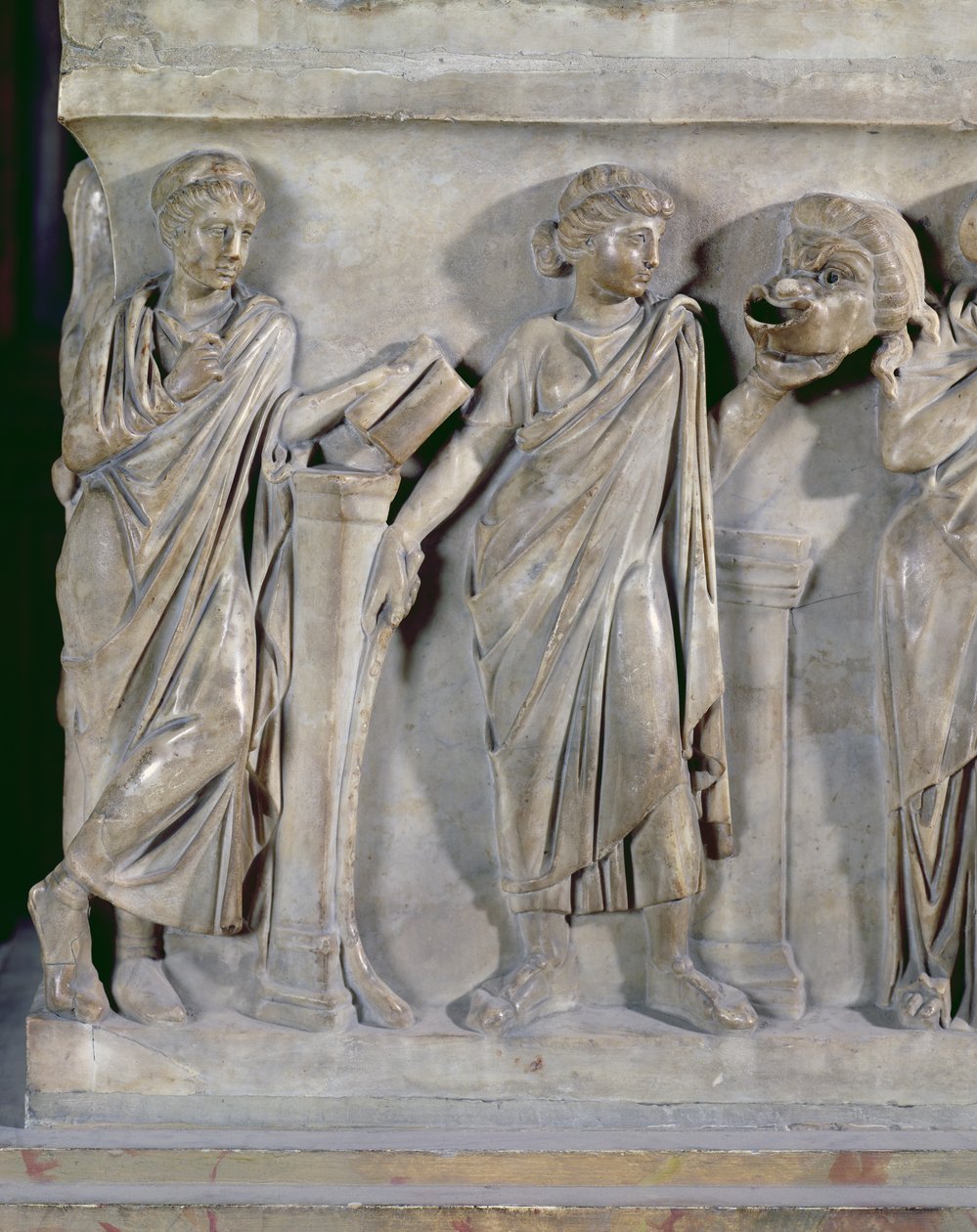 Sarcophagus of the Muses Depicting Clio and Thalia (detail) by Roman