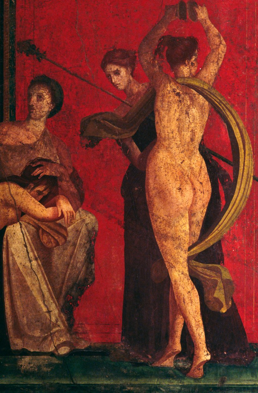 Scene from the Initiation to the Dionysiac mysteries, Triclinium of the Villa of the Mysteries, Pompeii by Roman